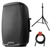Gemini Sound AS-2112BT Active 12" Woofer 1500W Watt w/ Speaker Stand & XLR Bundl