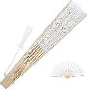 FOMIYES Lace Floral Folding Hand Fan Elegant Chinese Bamboo Handheld Fan with Tassel for Weddings Home Decor Portable Vintage Style for Women Floral Design