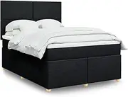 vidaXL Black Queen Box Spring Bed - Adjustable Headboard, Pocket Spring Mattress with LED