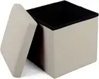 Small Faux Leather Folding Ottoman Cube Organizer Storage 12"x12"x12"