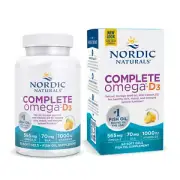 Nordic Naturals Complete Omega Fish Oil 60 Ct-D3 Softgels, Lemon, 1030 Mg,