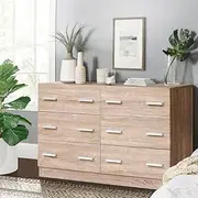 ALFORDSON Chest of Drawers Hallway Tallboy, Bedroom Dresser with 6 Drawers with Handles, Living Room Side Cabinet Standing Storage Cupboard, Indoor Furniture Home Organiser Sideboard(Oak Color)
