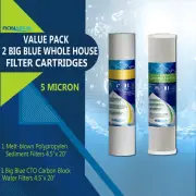 Big Blue CTO Carbon Block & Sediment Water Filters 4.5" x 20" Cartridges Set