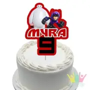 Big Hero 6 Cake Topper. PERSONALISED Lolly Loot Bag Party Supplies Flags Baymax