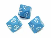 Chessex Tens 10 Dice Opaque Polyhedral Light Blue/white Tens 10
