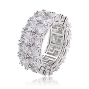 Gold Plated Geometric Zircon Rings Men C Bling Pinky Ring Decor SILVER COLOUR