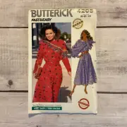 Butterick 4205 Sewing Pattern Midi Dress Pleats Long Sleeves Scarf 18-22 UNCUT
