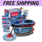 Cost-Effective Spin Mop & Bucket System with Machine Washable Refills – Grey