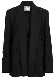 IN The Mood For Love Milo Crystal-embellished Woven Blazer - Black - S (UK 8-10 / S) S (UK 8-10 / S)