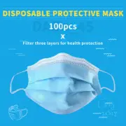 Disposable Blue 3-Ply Protective Safety Face Masks Comfortable Earloop 100 Pack