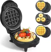 Mini Waffles Maker 6 Removable Plates 3 in 1 Small Waffle Mini- Heart Donut Iron