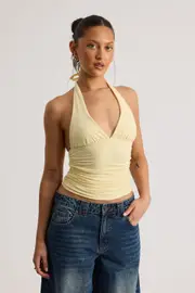[Factorie] Factorie - Emma Gathered Halter - Bumble yellow L BUMBLE YELLOW