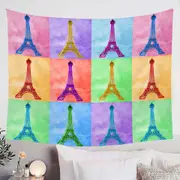 Multicolored Eiffel Tower Panel Tapestry