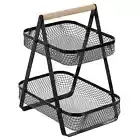 Boxsweden Black Mesh 2 Tier Benchtop Basket Stand Kitchen Storage Fruit Bread