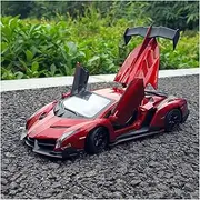 Die Casting 1:24 for Lamborghini Veneno Alloy Supercar Model Simulation Fully Open Door Miniature Vehicle Model Decoration Collection Presents Ornaments(Red)
