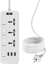 Power Boards with 3 USB,Power Strip, 3 Outlets Powerboard, Surge Protector PowerBoards 2M Extension Cord,2500W,Overload Protection Power Board,Power Socket for Home Office Accessories (White)