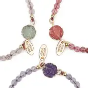 New Handmade Faceted Crystal Stone Beaded Bracelet Adjustable Quartz Charm