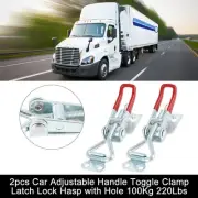 2pcs Car Adjustable Handle Toggle Clamp Latch Lock Hasp with Hole 100Kg 220Lbs