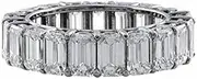 [HEARTS AND YOU] 5ct Emerald Cut Moissanite Ice Full Eternity Wedding Band White Gold Plated Valentines Stylish