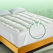 Mattress Topper Viscose Derived from Bamb00,1000 GSM Extra Thick Pillow Top with Breathable Air Mesh Sides,Cooling Mattress Pad Cover for Back Pain 4 Anchor Elastic Bands, 72x84 Inch