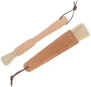 BESPORTBLE 2-Piece BBQ Brush Set Outdoor Grill Cleaning Brush Kit Wooden Handle Soft Bristles
