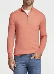 Peter Millar Collection Men's Excursionist Flex Quarter-Zip Orange - Size XL NWT
