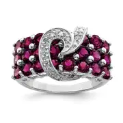 Sterling Silver Rhodium-plated Rhodolite Garnet u0026 Diamond Ring