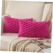 Pack of 2 Super Soft Plush Fluffy Decorative 20" x 12" (Pack of 2) Hot Pink