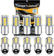 Qoope - Pack of 10 - Warm White 3000K 1142 BA15D LED Bulbs 5050 18-SMD Replacement Lamps for 12V Interior RV Camper Trailer Lighting Boat Yard Light Brake Tail Bulbs