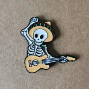 MARIACHI SKELETON Enamel Pin - Guitar Player - Mexican Music - Sombrero