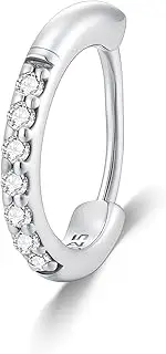 [LWXIE] Diamond Hoop Nose Ring 925 Sterling Silver Nose Rings for Women Nose Piercing Jewelry with Lab Grown Diamonds