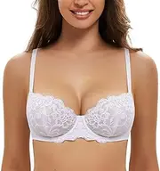 [Deyllo] Women’s Balconette Bras Sheer Lace Non Padded Underwire Unlined Bra