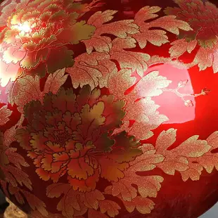 景德鎮陶瓷器落地大花瓶擺件中國紅色花開富貴現代中式客廳裝飾品