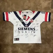 Vintage Kappa Sydney Roosters Autographed Siemens Gara NRL Rugby Jersey M White