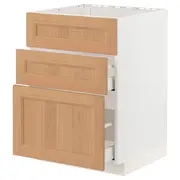 METOD / MAXIMERA base cab f sink+3 fronts/2 drawers, white/Vedhamn oak, 60x60x80 cm