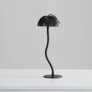 GGP Corrugated Black Lamp Cap Elegant Curved Stem Mushroom Desk Lamp Adjustable Led Table Light
