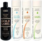 Gold Label Professional Keratin Hair Treatment Large Set Strong Enhanced Formula Specifically Designed for Coarse Curly Black, African, Dominican and Brazilian Hair types