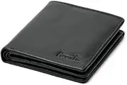 [Arnate] Men's Bifold Black Slim Genuine Leather Wallet RFID Blocking 10 Cards 1 ID Window 1 Coins Pouch Black Brown (Black)
