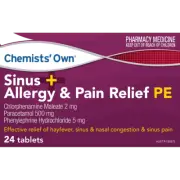 Chemists’ Own Nightime Sinus Pain Relief PE Tablets 24 (Generic of Codral)