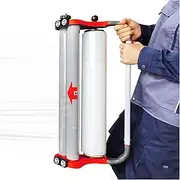 SUZLAZYR Stretch Film Dispenser - Industrial Strength Stretch Wrap Dispenser, Double Roller Pallet Wrapper, Shrink Wrap Handle for Holds 12"-20" Rolls with Tension Adjustment