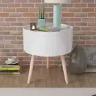 Side Table with Serving Tray Round 39.5x44.5 cm White vidaXL