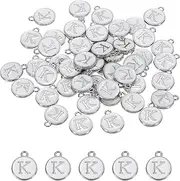 uxcell Alphabet K Enamel Letter Charm Jewelry Charm Enamel Initial Charm White Pendant Charm for Jewelry Making, Bracelet, Craft, Pack of 50