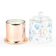 40th Paper Hearts Candle w/ Glass Cloche Vanilla Scent 45hr Burntime Decor