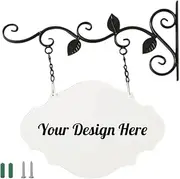 Muka Personalized Address Sign with Bracket, Add Your Text Double Sided