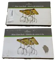 Under Cabinet Wine Glass Racks Lot of 2 sets Fox Run 11" each hold 6-8 Glasses