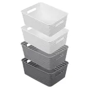 4x Boxsweden Woven Basket 27cm Home Office Storage Organiser Containers Assort.