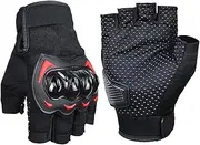 [Wimnqie] Hot Weather Motorcycle Gloves | Touch Screen Half Finger Gloves - Ergonomic Cycling Mittens, Hot Weather Accessories for Training