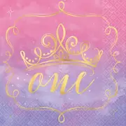 Disney Princess Once Upon A Time 1st Birthday Lunch Napkins Hot Stamped 16 Pack