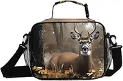 Retro Deer Autumn Insulated Lunch Box for Women Men - Ideal for Work, Picnics - Includes Adjustable Shoulder Strap