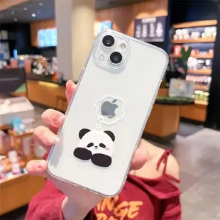 Panda可愛小熊貓創意適用iPhone14ProMax蘋果13手機殼14Plus透明11硅膠XR情侶XS全包7/8plus軟殼12男女6s防摔